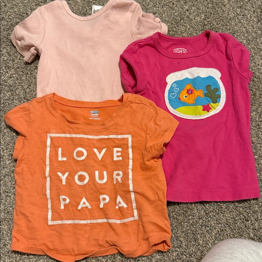 Set of Three Toddler T-Shirts in Pink and Orange